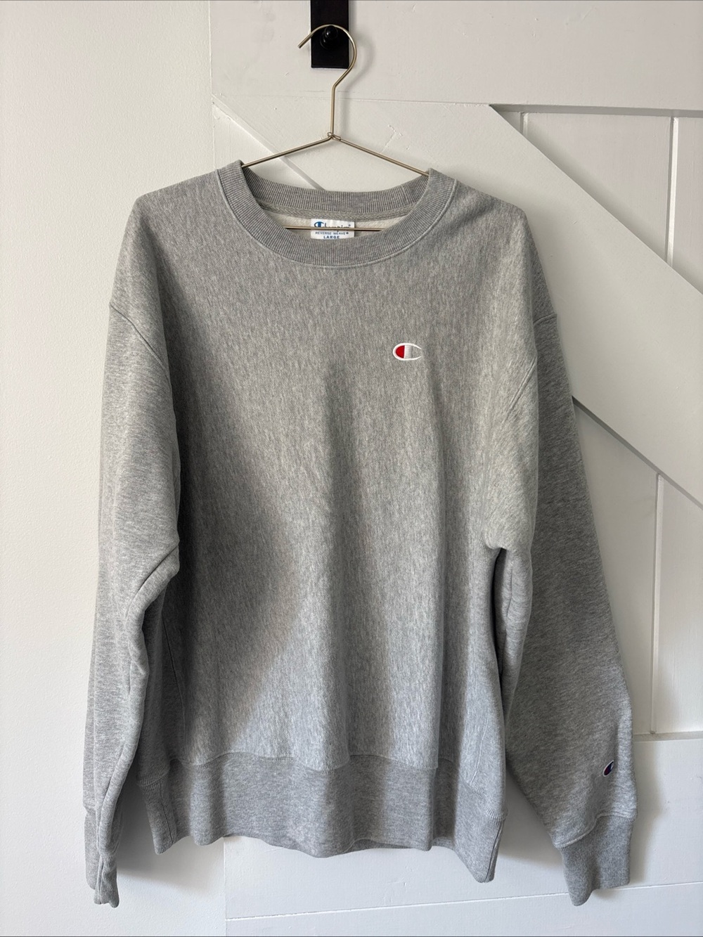 Champion Reverse Weave Crewneck Sweatshirt Gray Large Pullover Logo